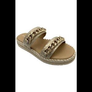 Five Tribe Women's Chill Sandal  White Gold Snake Print - Medium